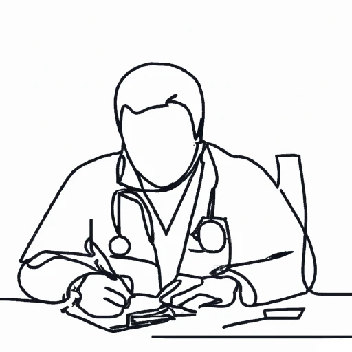line art doctor working on business